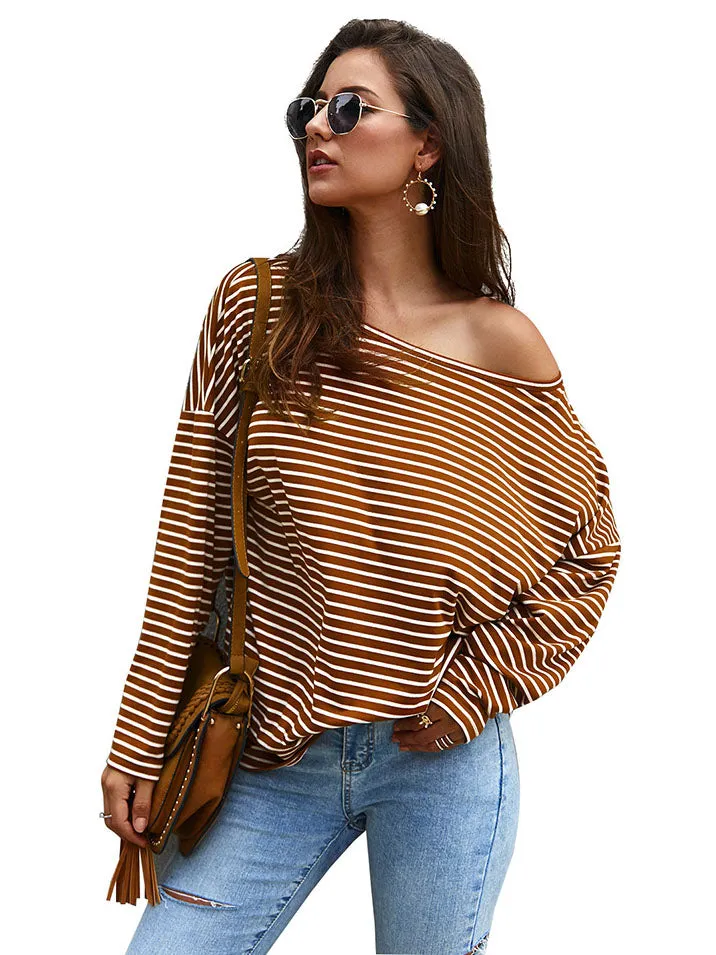 Independent Design Long-sleeved Striped T-shirt Sweater Autumn and Winter New Temperament
