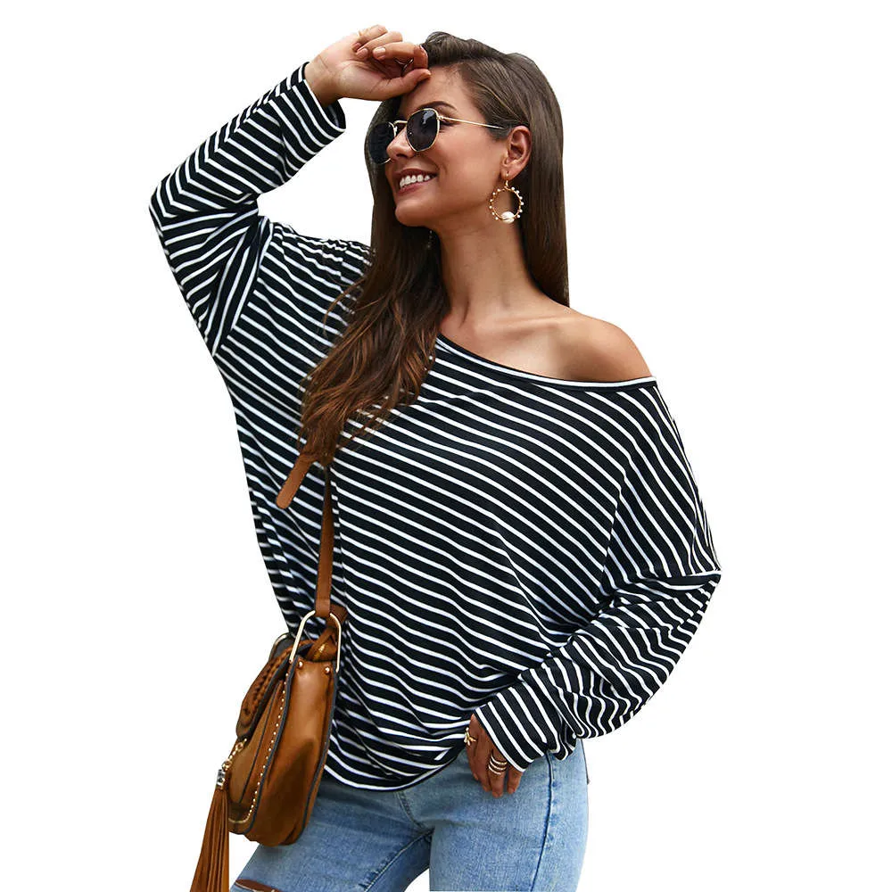 Independent Design Long-sleeved Striped T-shirt Sweater Autumn and Winter New Temperament