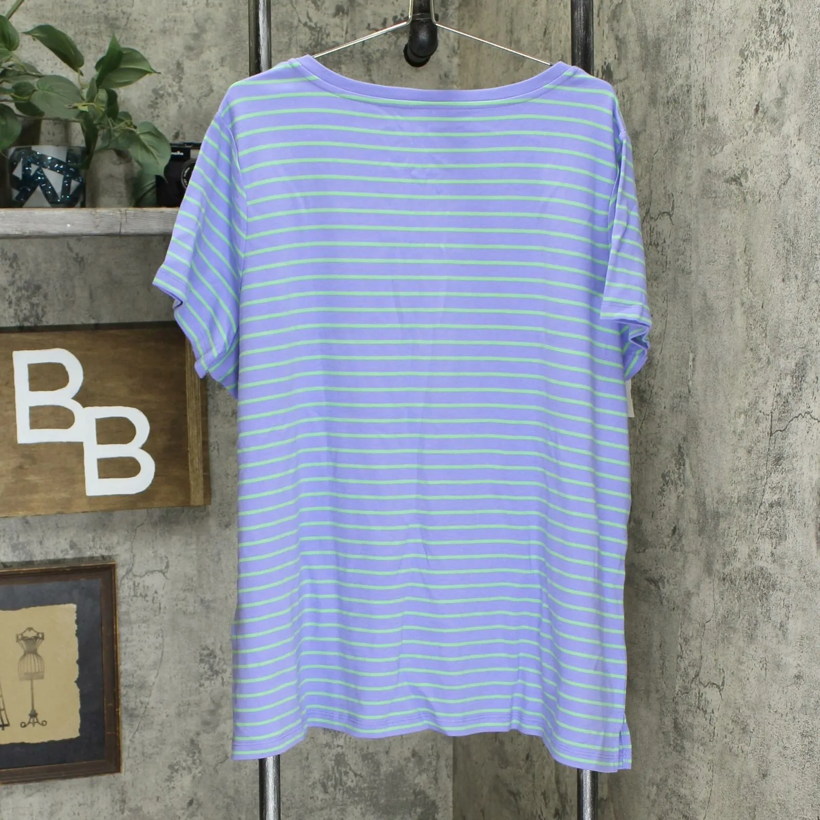 Isaac Mizrahi Live! Plus Essentials Striped Square Neck T-Shirt