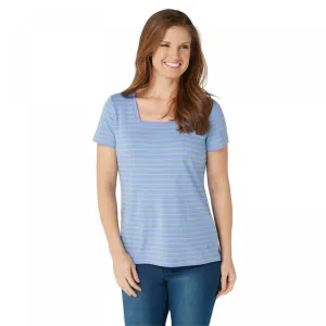 Isaac Mizrahi Live! Plus Essentials Striped Square Neck T-Shirt