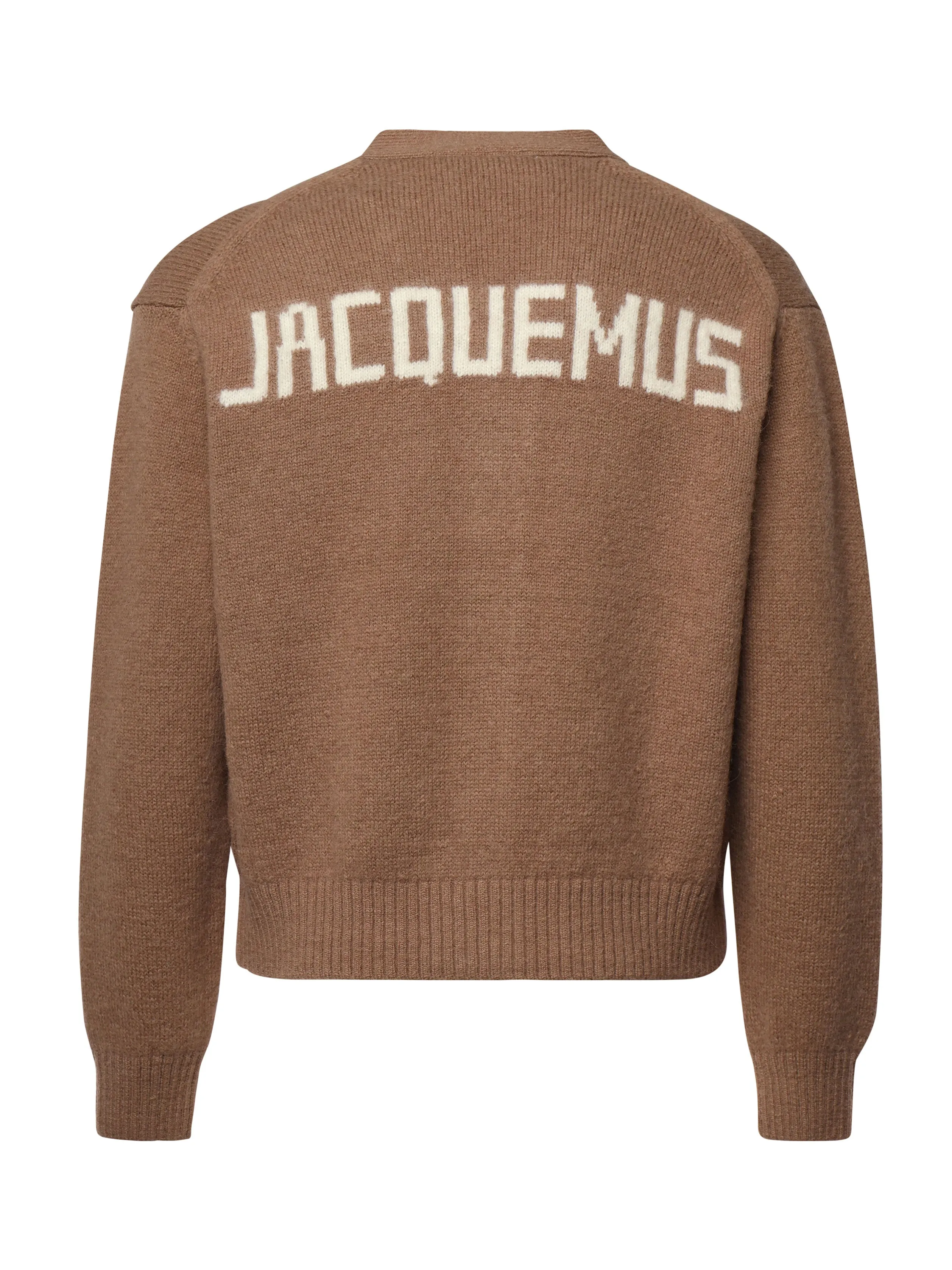 Jacquemus Jacquard Logo Brown Alpaca Cardigan