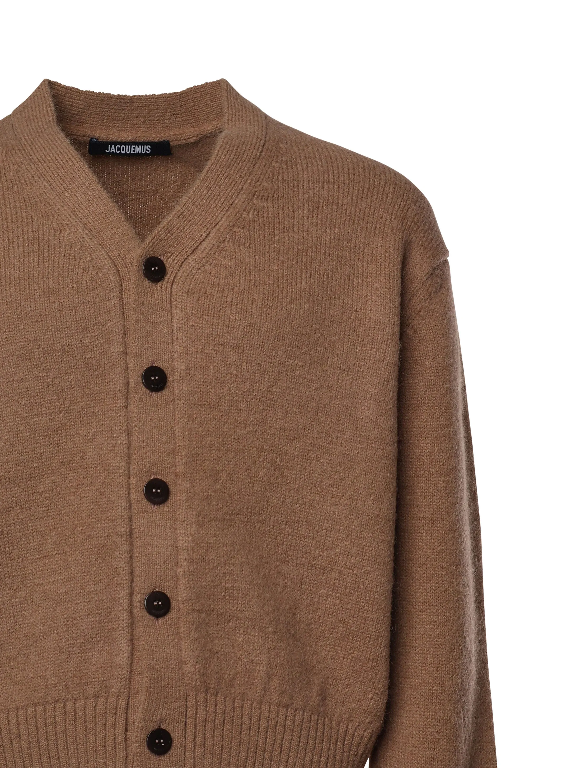 Jacquemus Jacquard Logo Brown Alpaca Cardigan