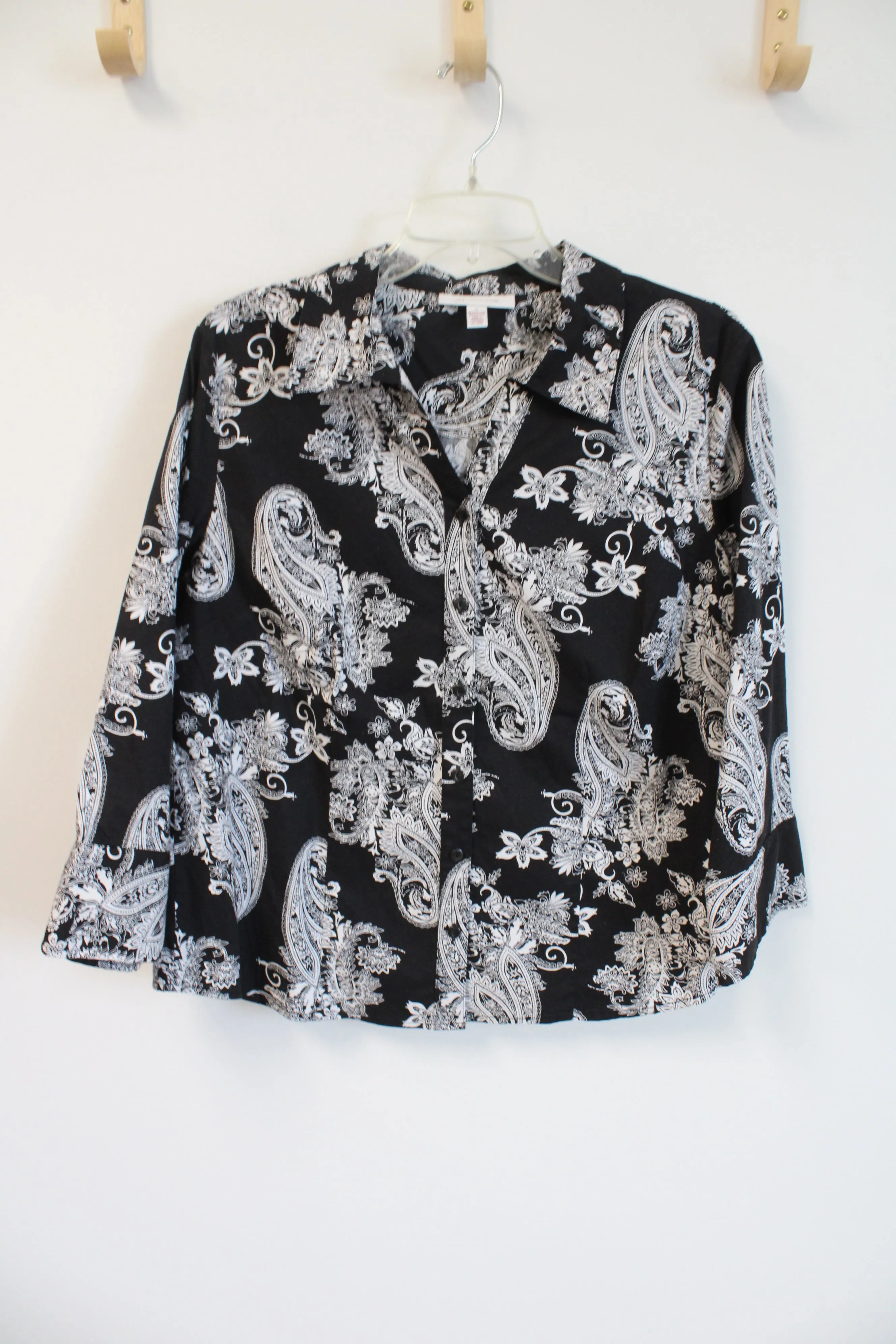 JM Collection Black & White Paisley Shirt | 14