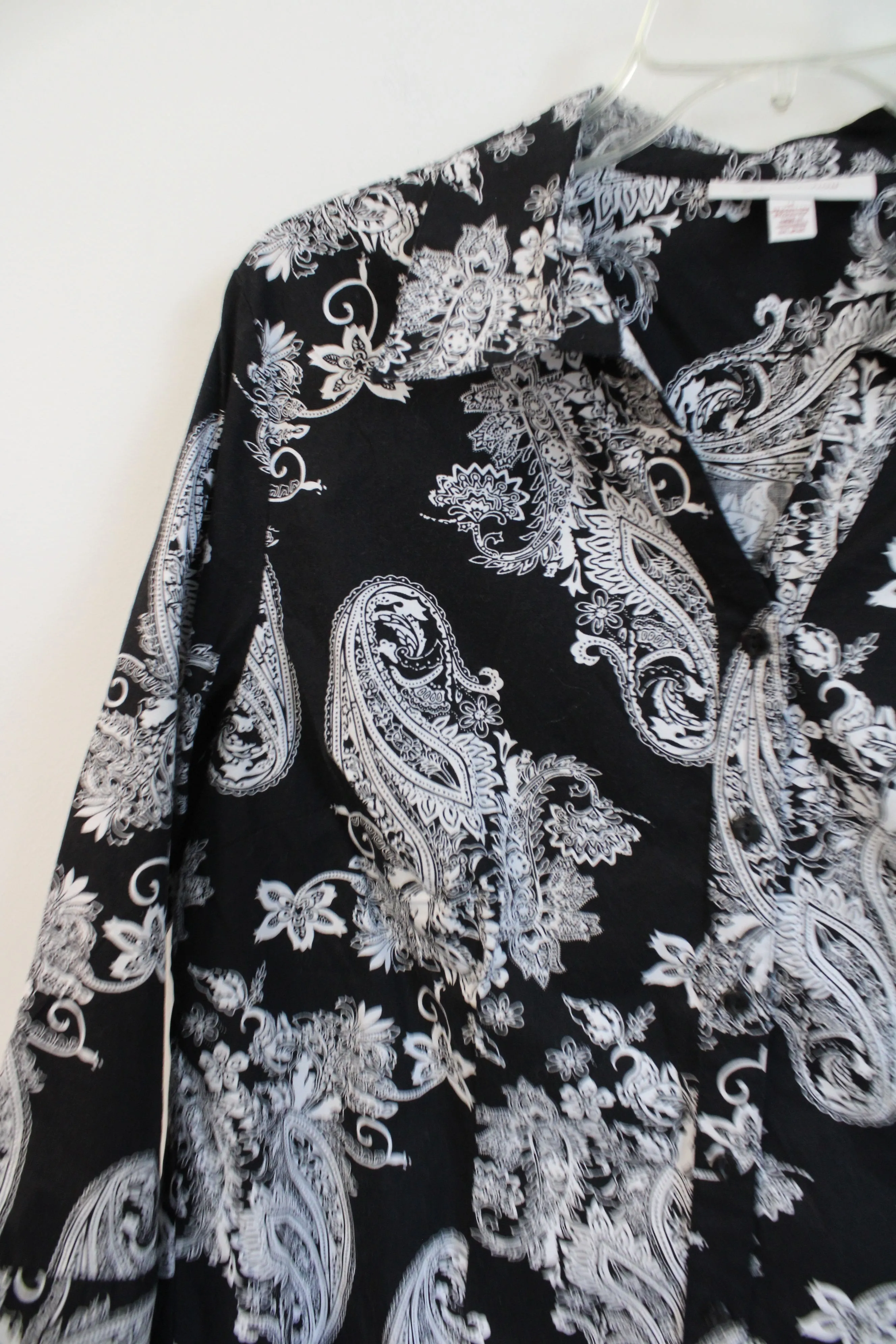 JM Collection Black & White Paisley Shirt | 14
