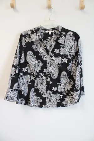 JM Collection Black & White Paisley Shirt | 14