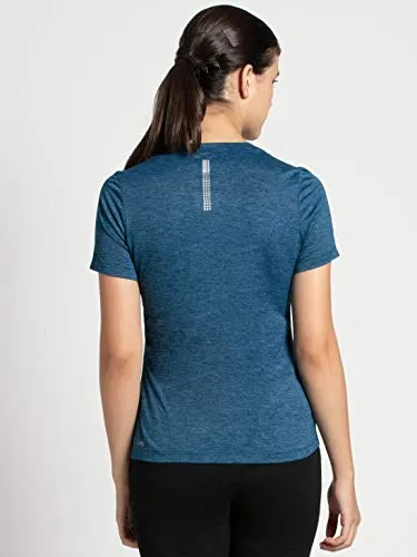 Jockey Women's Plain Regular fit T-Shirt (MW01_Poseidon Medium)