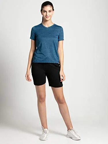 Jockey Women's Plain Regular fit T-Shirt (MW01_Poseidon Medium)