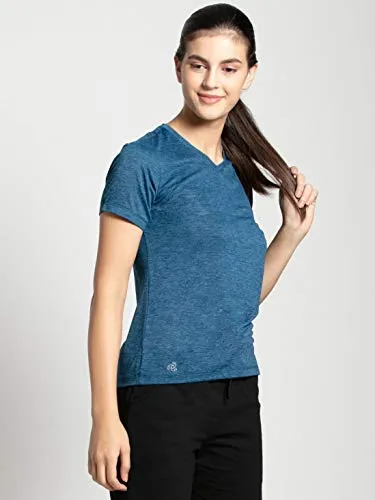 Jockey Women's Plain Regular fit T-Shirt (MW01_Poseidon Medium)