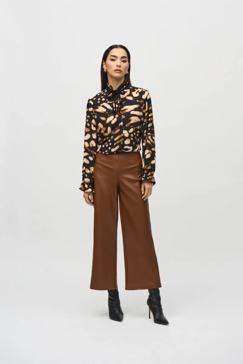 Joseph Ribkoff Black/Multi Animal Print Button-Down Blouse 244152