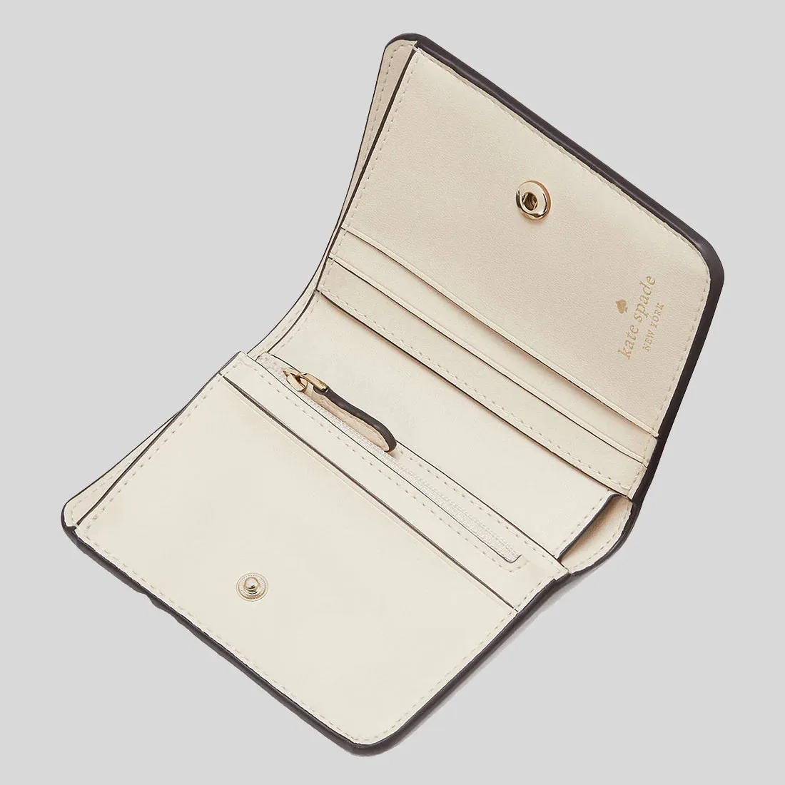 KATE SPADE Signature Spade Flower Small Bifold Wallet Dark Beige Multi RS-KG493