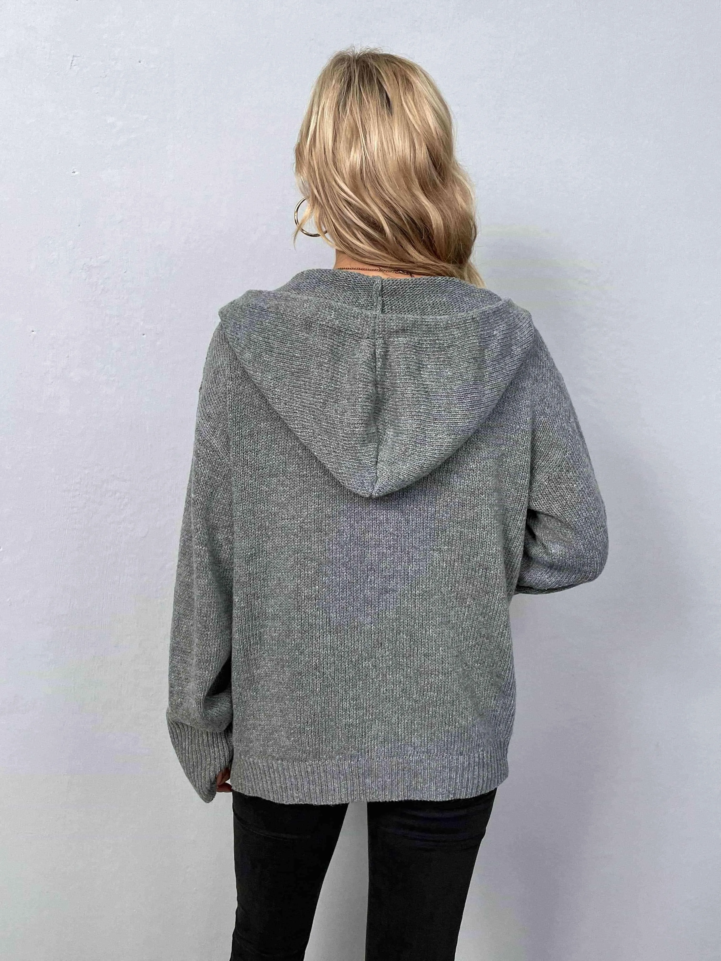 Keep Warm Button Down Hooded Knitted Cardigan