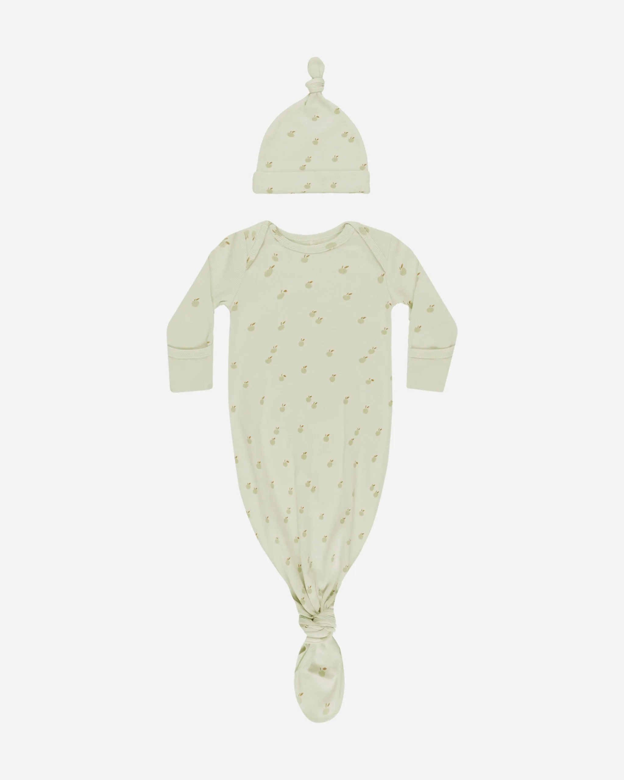 Knotted Baby Gown   Hat Set || Apples