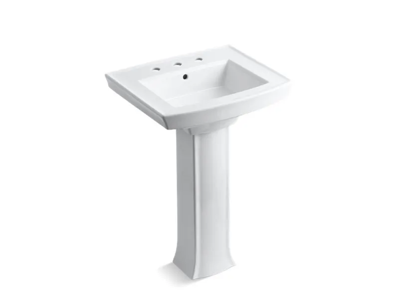 KOHLER 2359-8 Archer Pedestal bathroom sink with 8" widespread faucet holes