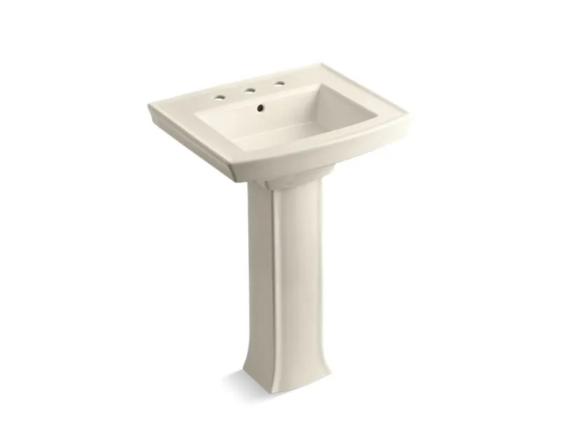 KOHLER 2359-8 Archer Pedestal bathroom sink with 8" widespread faucet holes