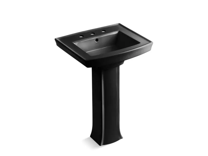KOHLER 2359-8 Archer Pedestal bathroom sink with 8" widespread faucet holes