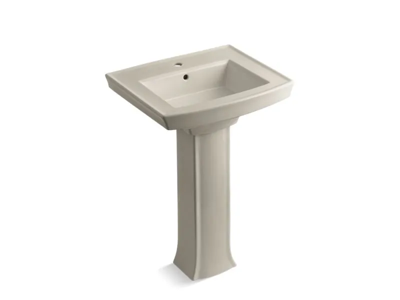 KOHLER K-2359-1 Archer Pedestal bathroom sink with single faucet hole