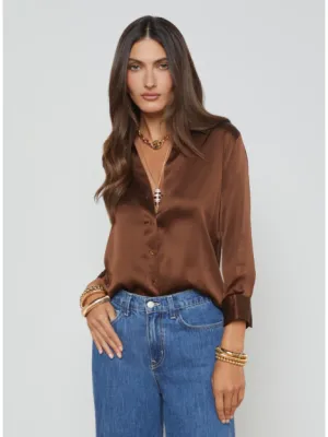 L'Agence Dani Blouse in Hot Fudge
