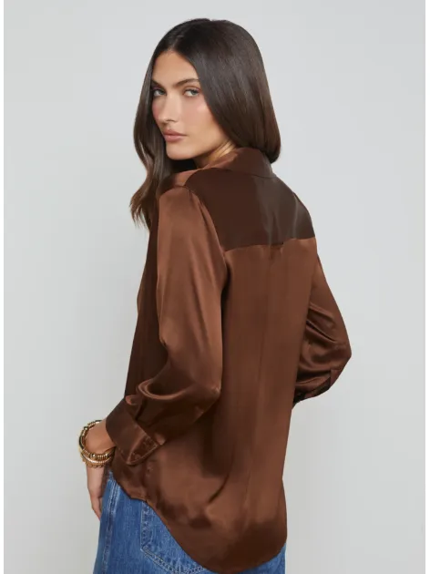L'Agence Dani Blouse in Hot Fudge