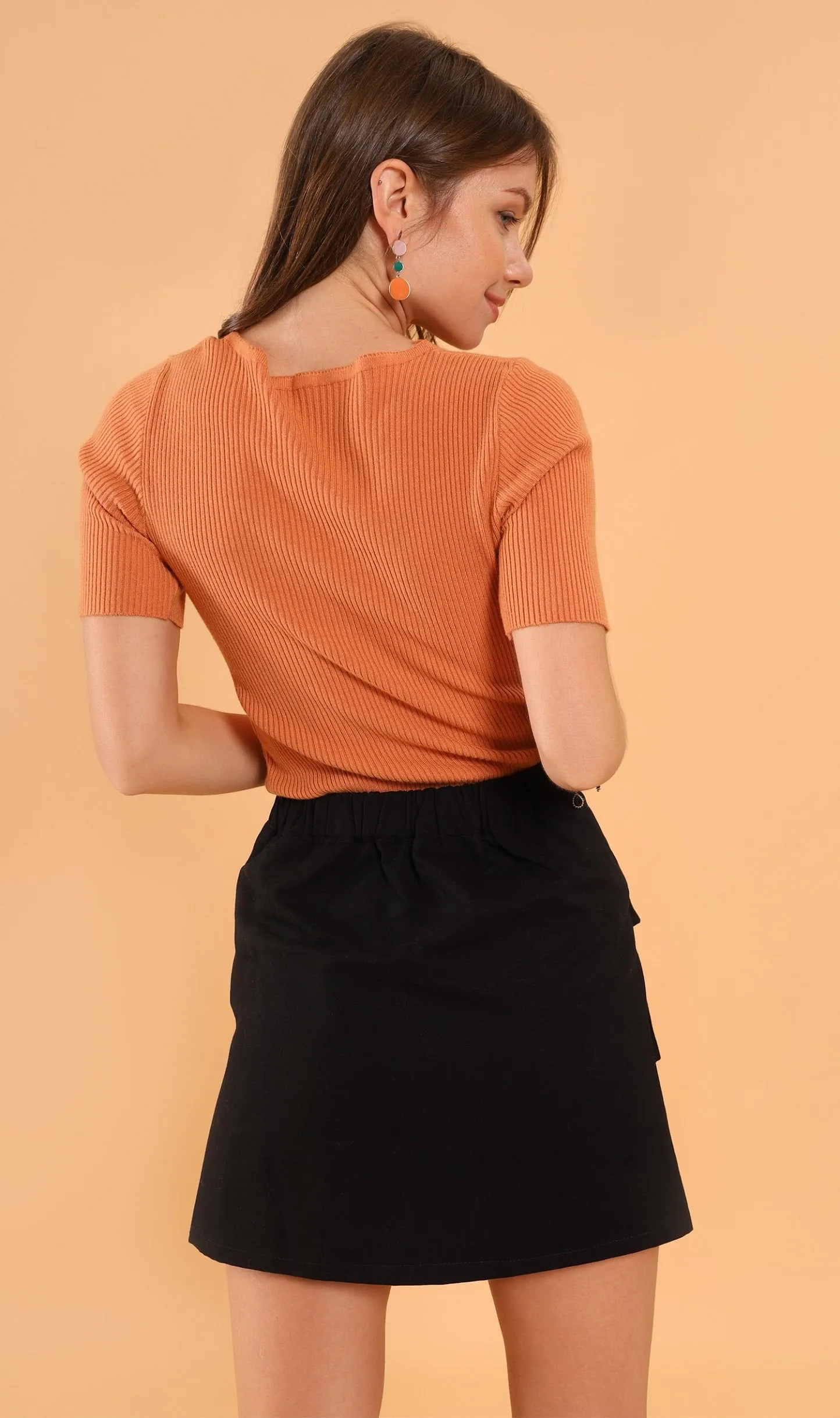 LAUREN Button-Down Knit Top (Sunkist)