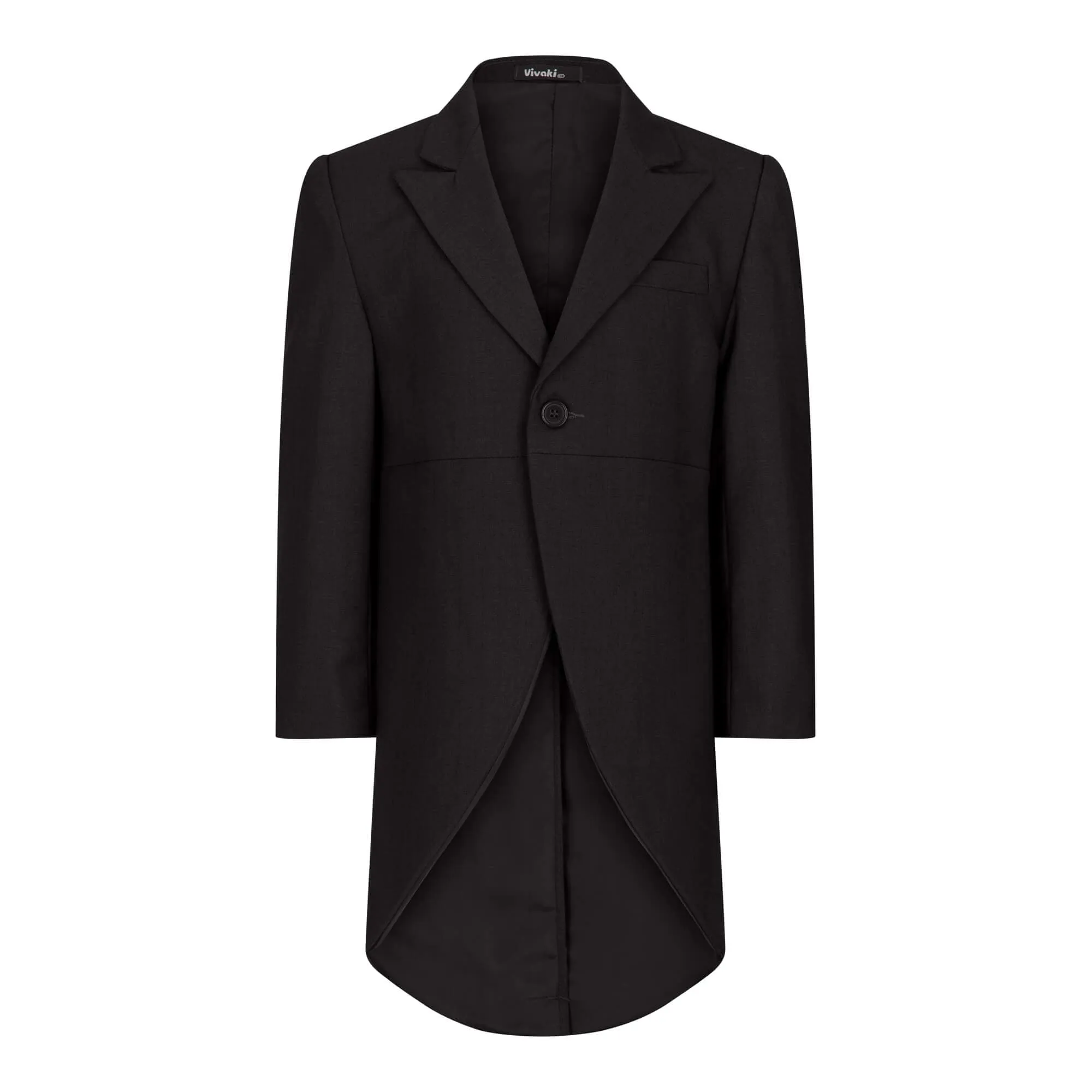 Leo - Black 5 Piece Tail Coat Suit