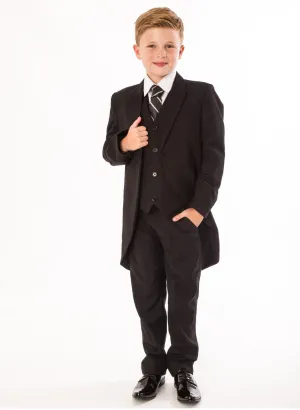 Leo - Black 5 Piece Tail Coat Suit