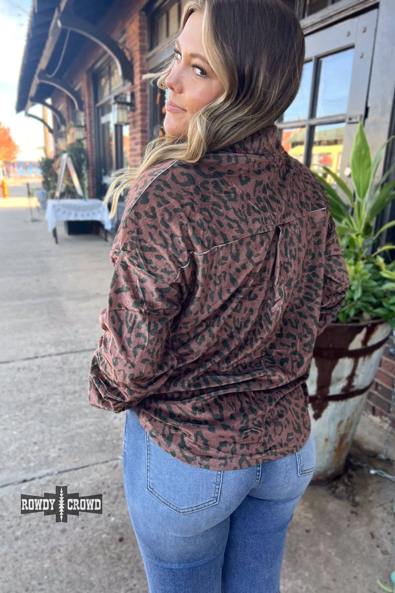 Leopard print button up top