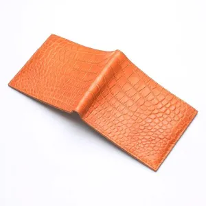 Light Brown Crocodile Stomach Skin Bifold Wallets