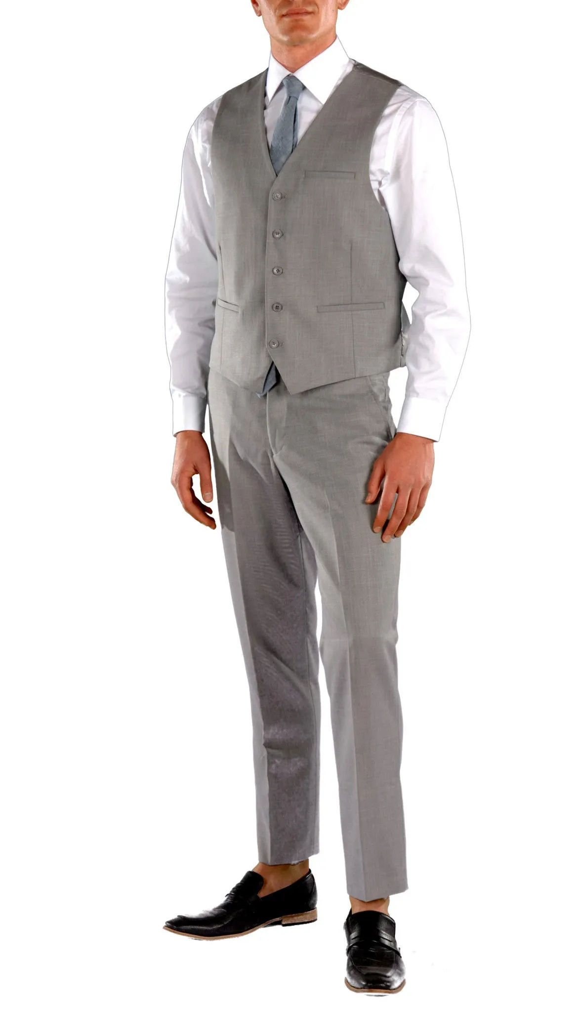 Light Grey Slim Fit Suit - 3PC - JAX