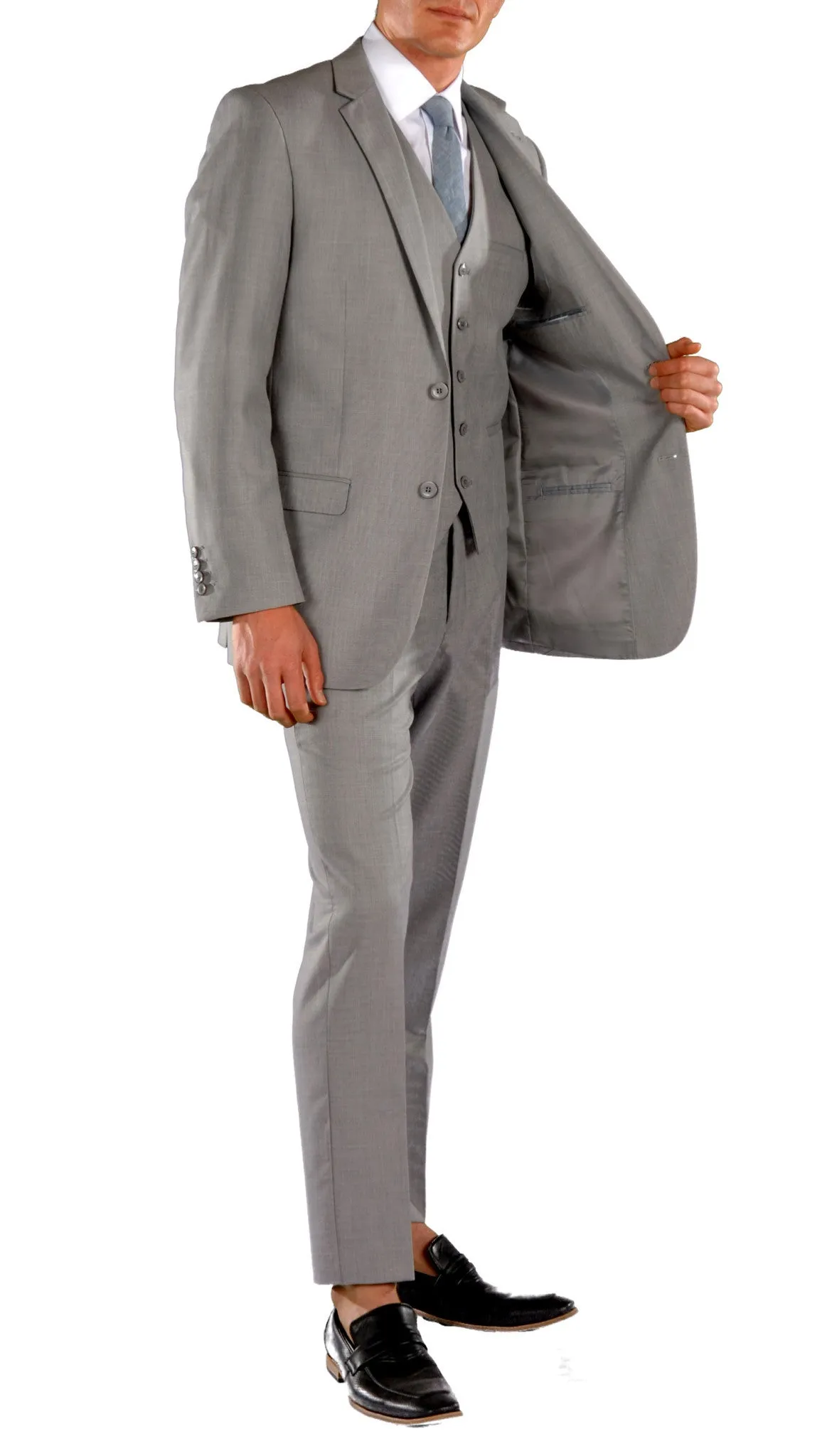 Light Grey Slim Fit Suit - 3PC - JAX