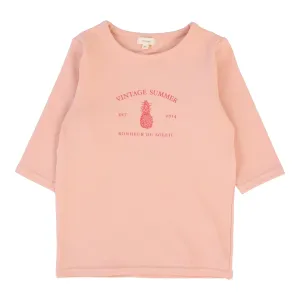 Lil Legs Girls Print T-Shirt Three Quarter Sleeve - Coral (Vintage Contrast Collection)