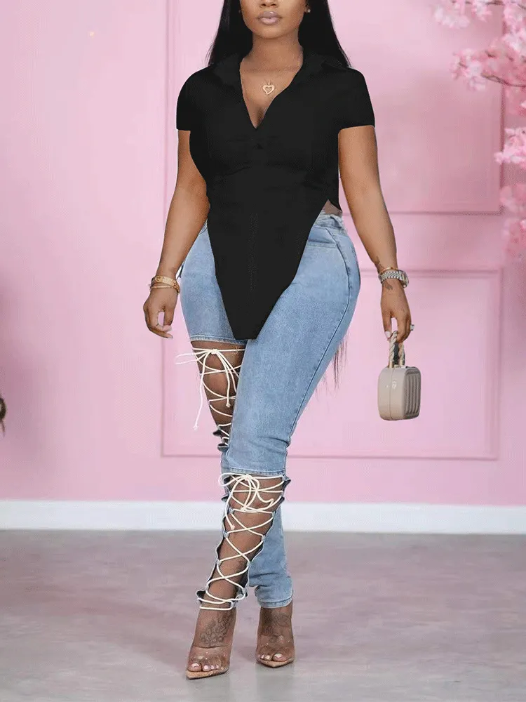 Long Sleeve Button Up Shirt Tops