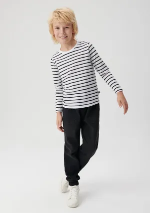Long Sleeved Black Striped T-Shirt