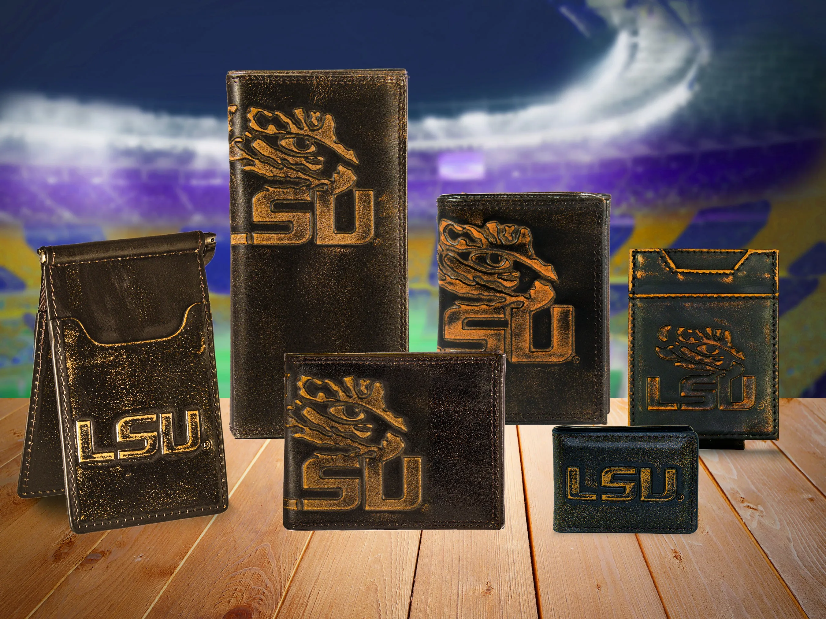 LSU Tigers Burnished Leather Bifold Wallet
