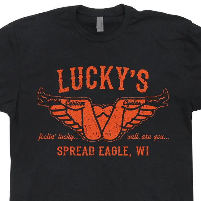 Lucky's Custom Motorcycle T Shirt Vintage Offensive Biker Shirt
