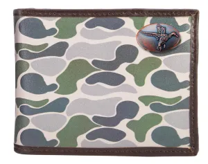 Mallard Men's Bifold Old School Camo Leather Wallet.