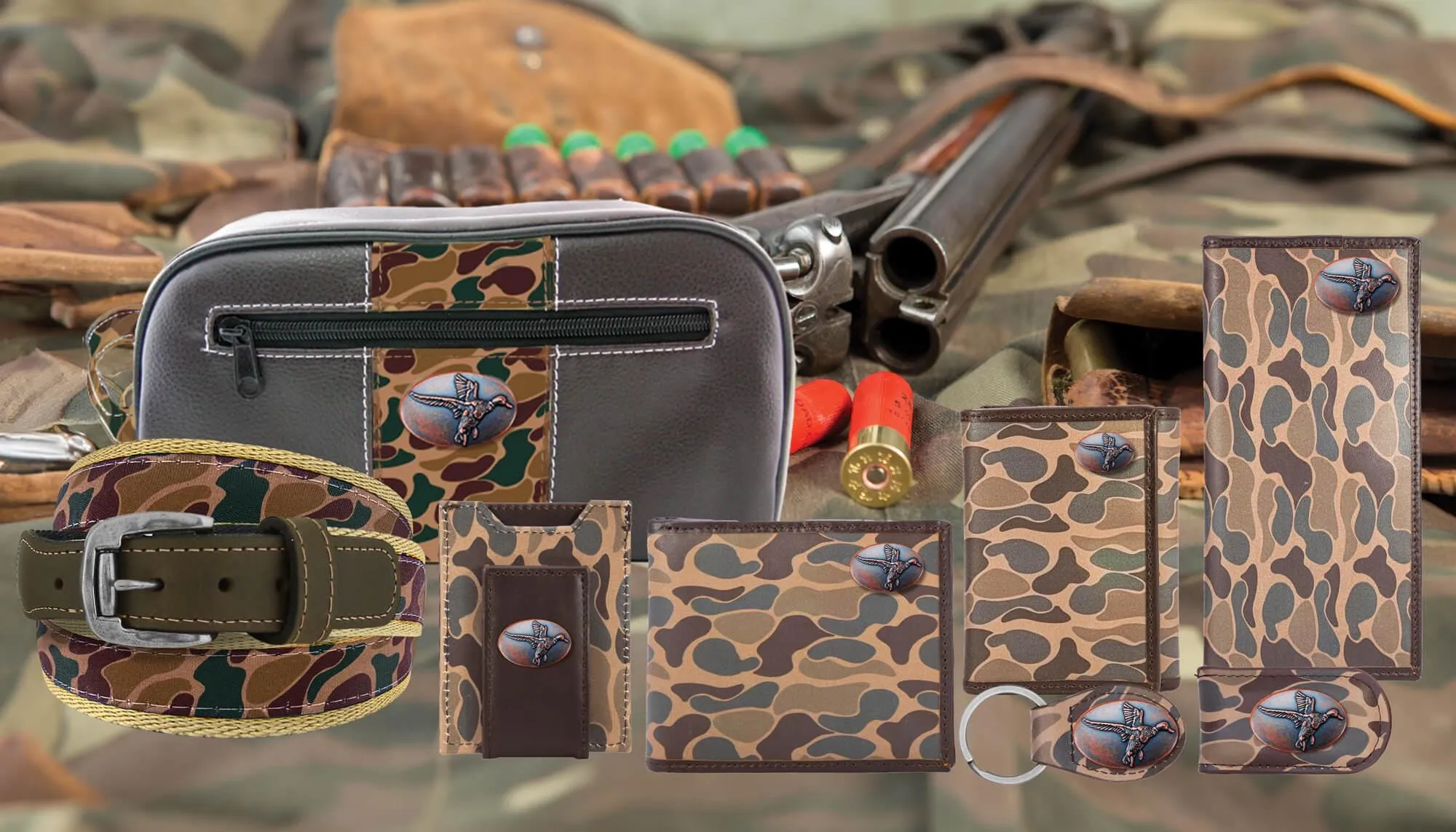 Mallard Men's Bifold Old School Camo Leather Wallet.
