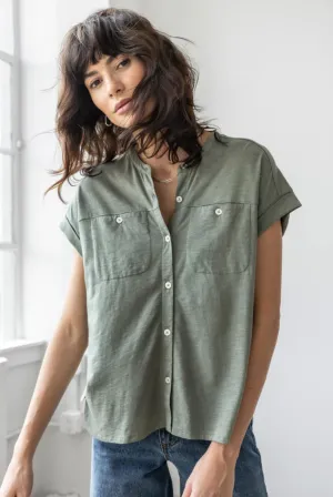 Mandarin Collar Button Down