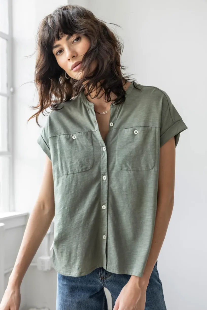 Mandarin Collar Button Down
