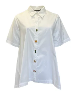 Marina Rinaldi Women's White Fiorino Button Down Shirt NWT