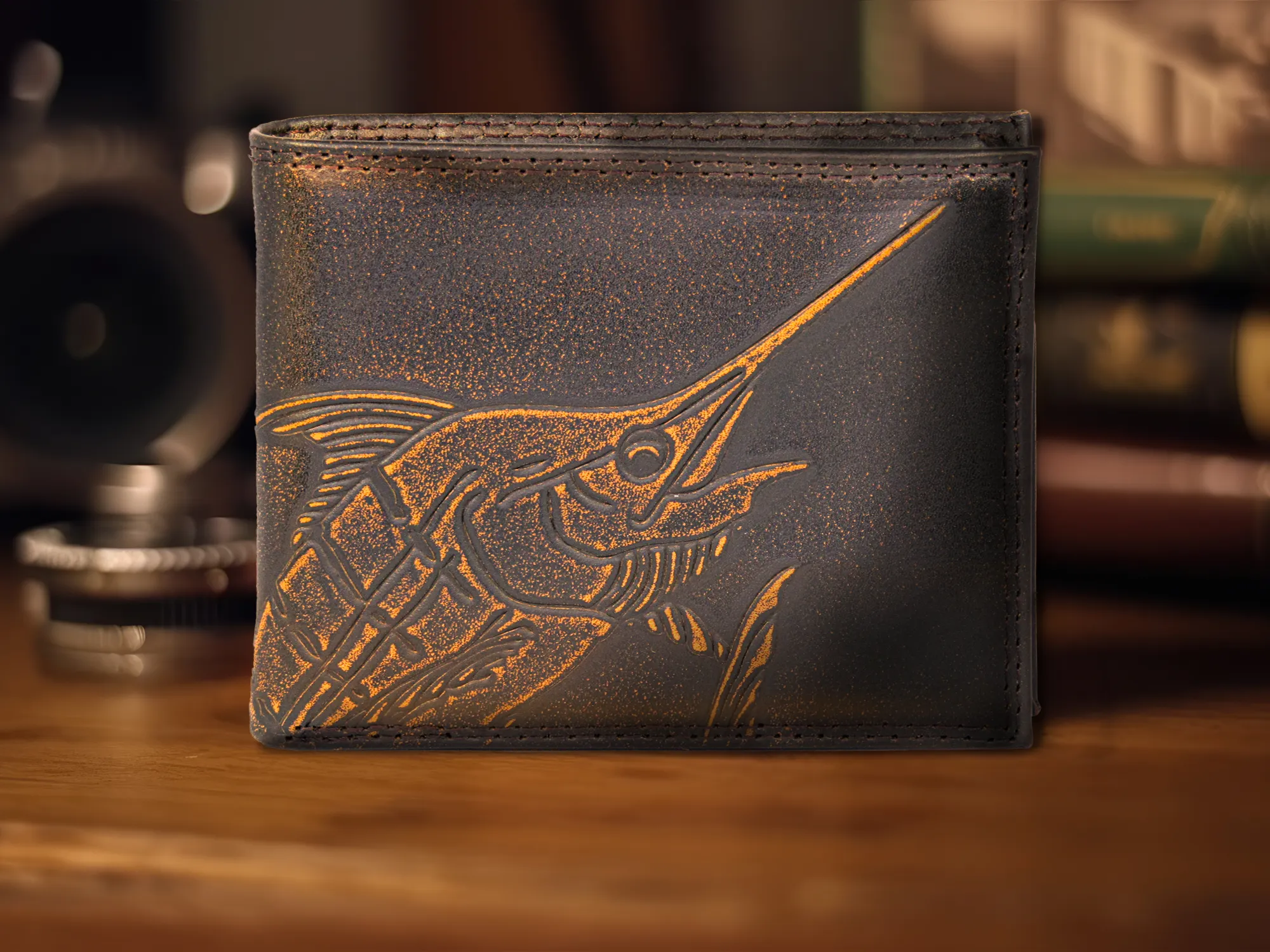 Marlin Burnished Leather Bifold Wallet