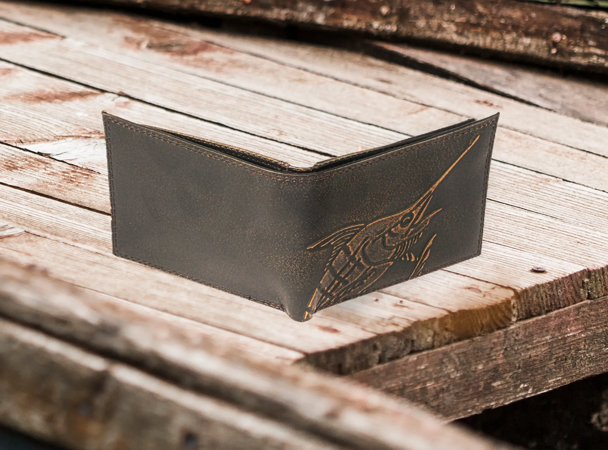 Marlin Burnished Leather Bifold Wallet