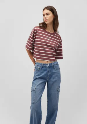 Mavi Logo Printed Burgundy Striped T-Shirt