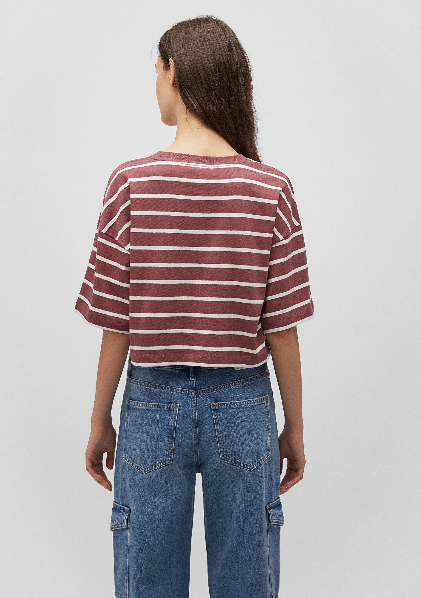 Mavi Logo Printed Burgundy Striped T-Shirt