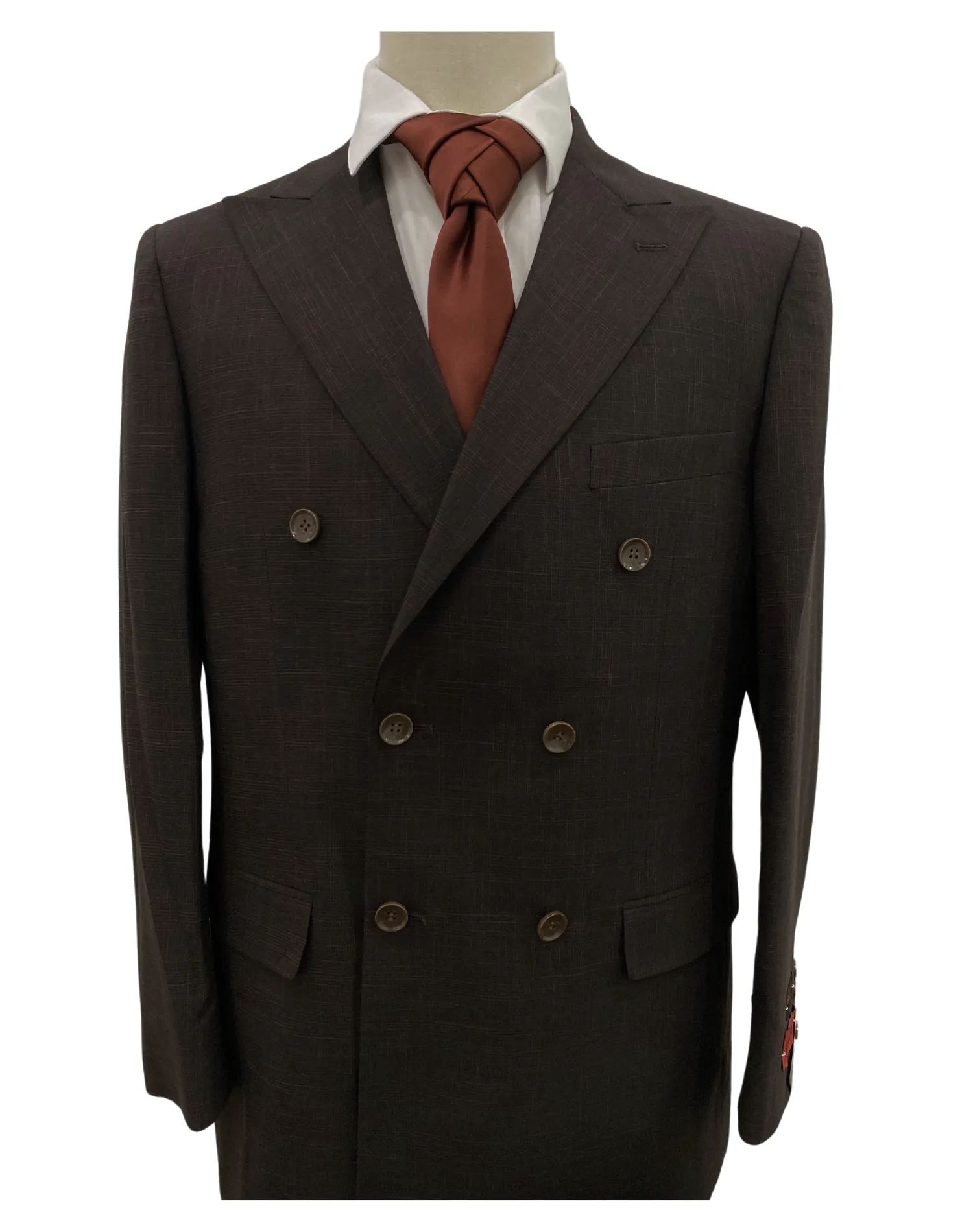Mazari Double Breasted Modern Fit Suit - NYC Dark Brown 2336