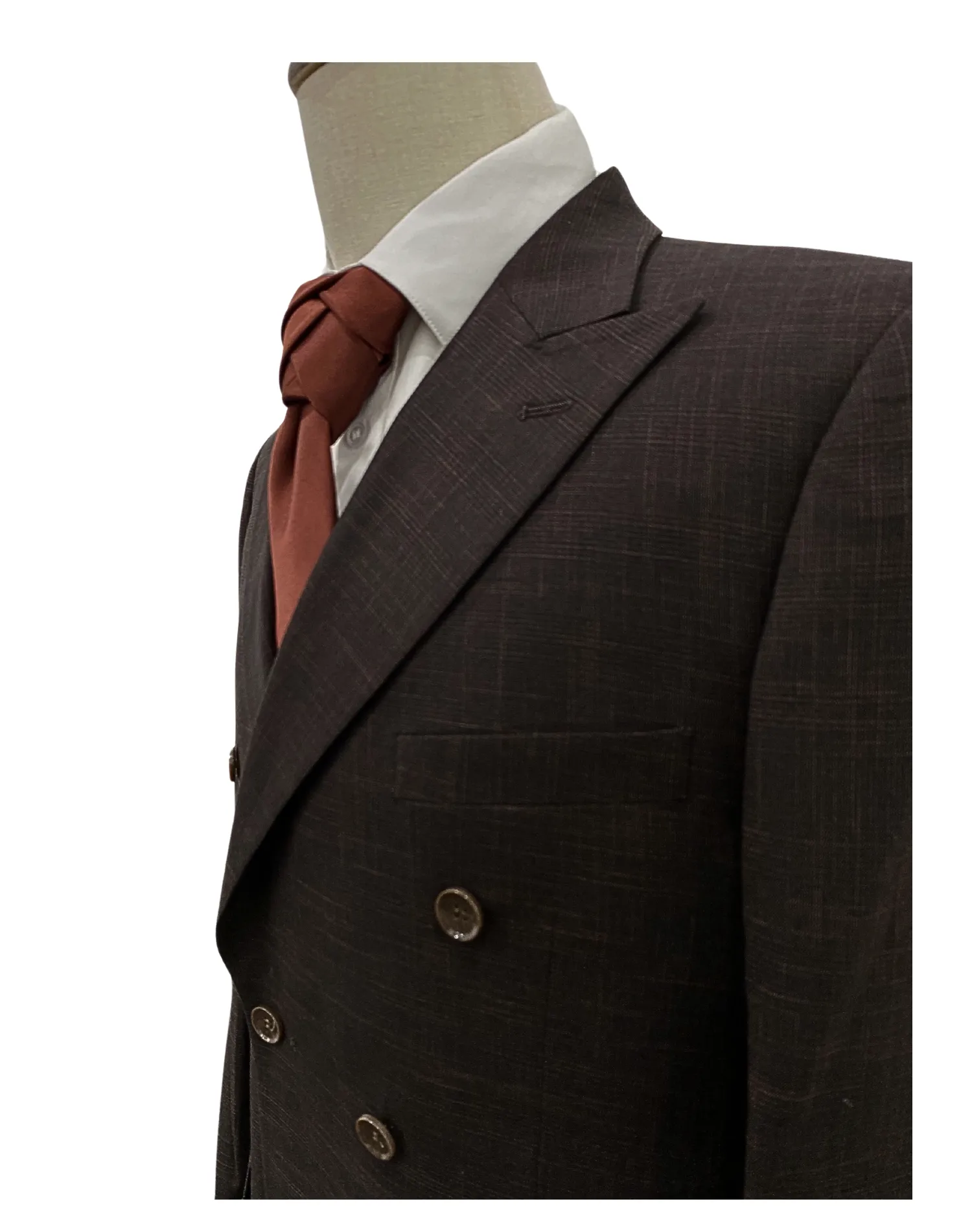 Mazari Double Breasted Modern Fit Suit - NYC Dark Brown 2336
