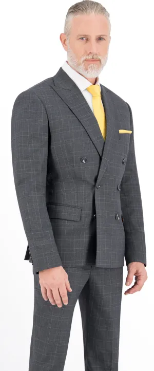 Medium Grey Check Regular Double Breast Suit