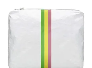 Medium Zipper Pack | Shimmer White with Silver, Yellow, and Pink Stripes