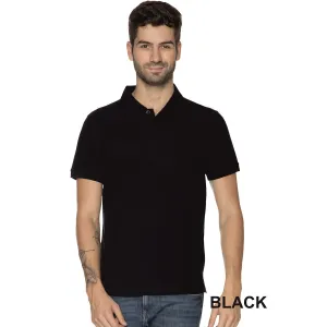 Men Black Solid Polo Collar T-Shirts