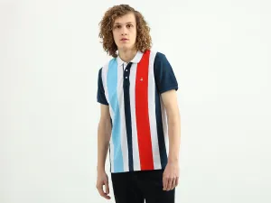 Men Striped Polo Collar T-Shirt