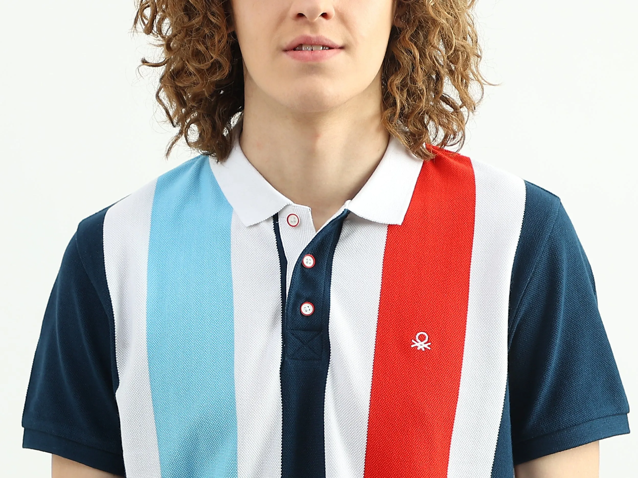 Men Striped Polo Collar T-Shirt